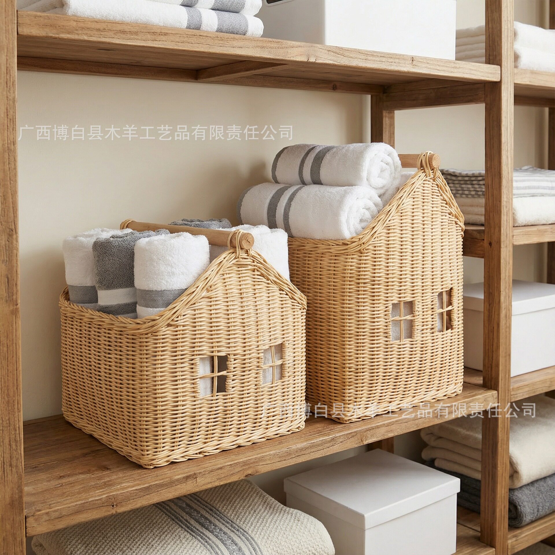 北欧藤编手工花篮玩具收纳