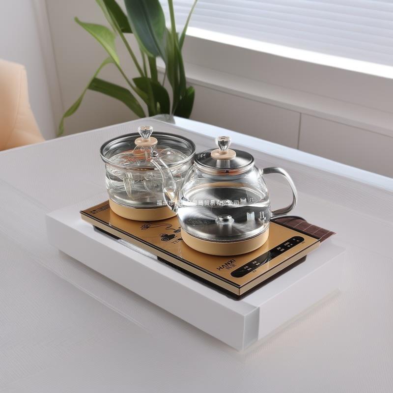 全自动底部上水电热烧水壶泡茶桌嵌入式茶台一体机电磁煮茶炉