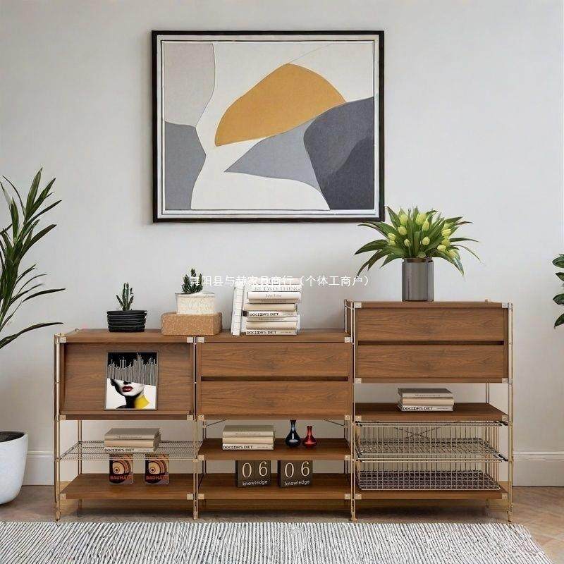 落地置物收纳柜中古风家具扫地机器人置物架客厅矮柜杂志柜陈列柜