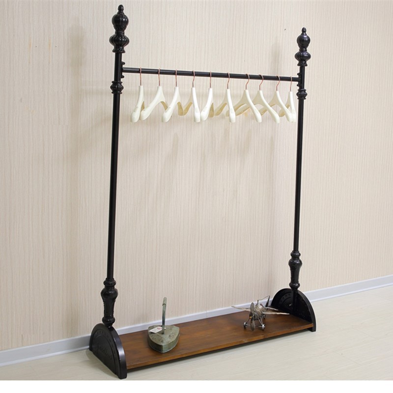 服装店展示架 实木复古落地式铁艺服装架衣架中岛架陈列架子上墙