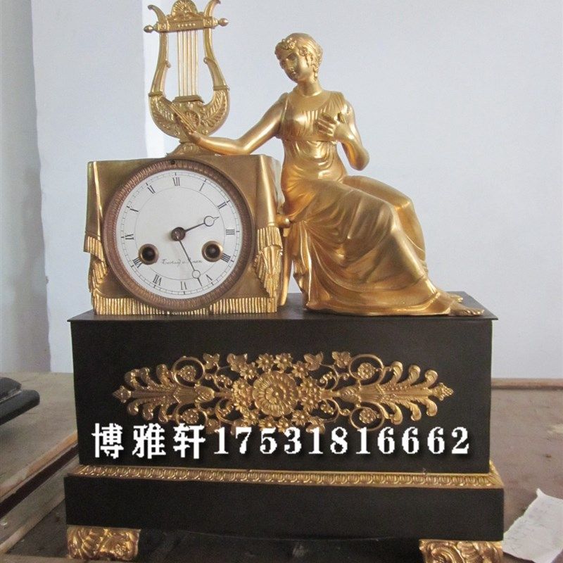 钟表纯铜欧式古典机械座钟仿古董西洋铜铸雕塑家居客厅摆件别墅钟