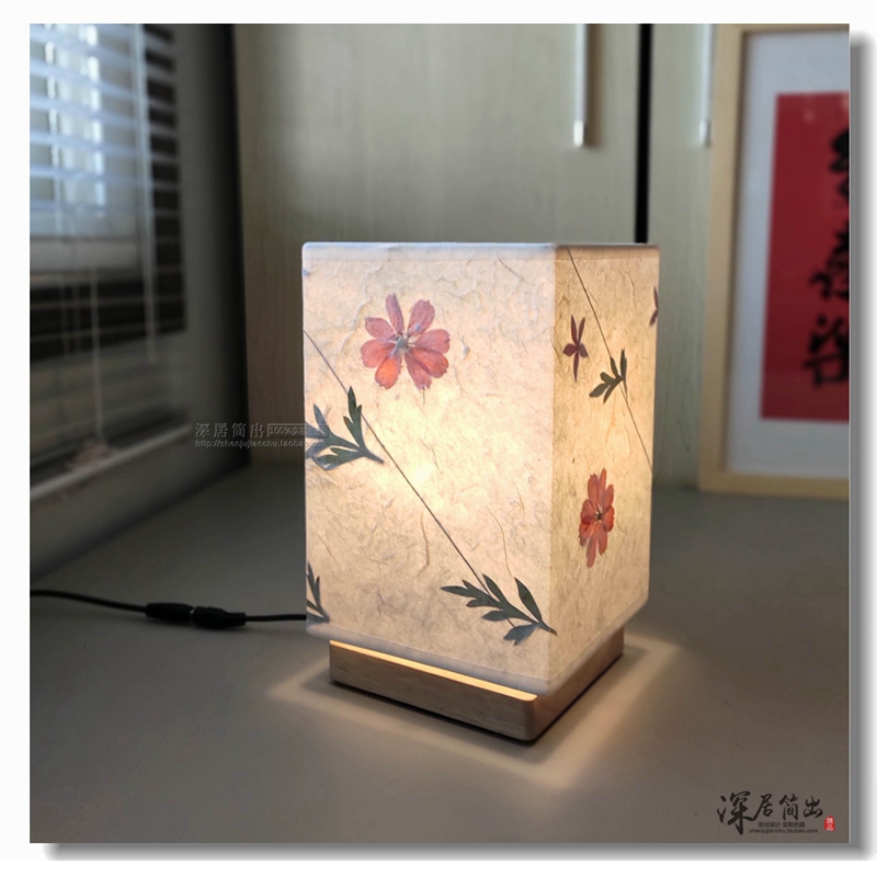实木方形台灯新中式复古温馨卧室床头小夜灯酒店民宿日式和风装饰