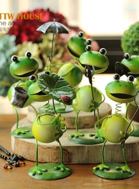 可爱夏季款 俏皮铁皮娃娃青蛙 家居装饰品 隔板摆件 桌面小摆设