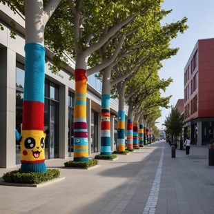 编织大树毛衣服手工毛线 线装饰成品网红景点打卡缠树衣diy彩色户