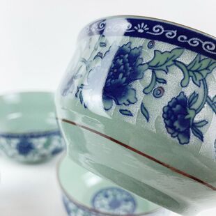 家用商用4.5英寸中式 青花瓷餐具饭碗套装 陶瓷碗釉下彩泡面碗