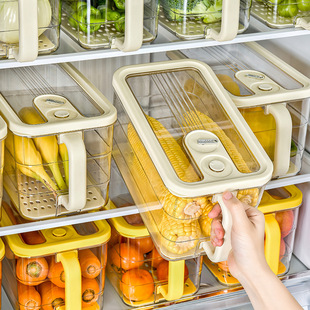 家用冰箱收纳盒大容量防尘防潮冷藏盒食品级带手柄沥水保鲜盒