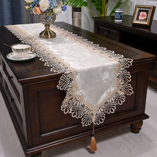蕾丝桌旗茶几旗欧式电视柜盖布美式餐桌旗盖巾床旗长条桌布装饰巾