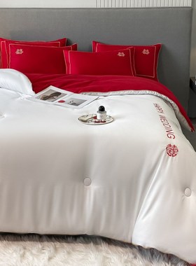 2024新款婚庆大豆纤维大红色被子被芯 冬被 150*200cm 6斤 囍