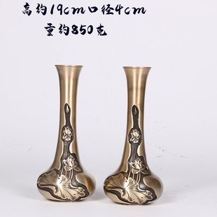 直供铜拉丝迷你小口径家居桌摆小花瓶仿古铜花瓶摆件