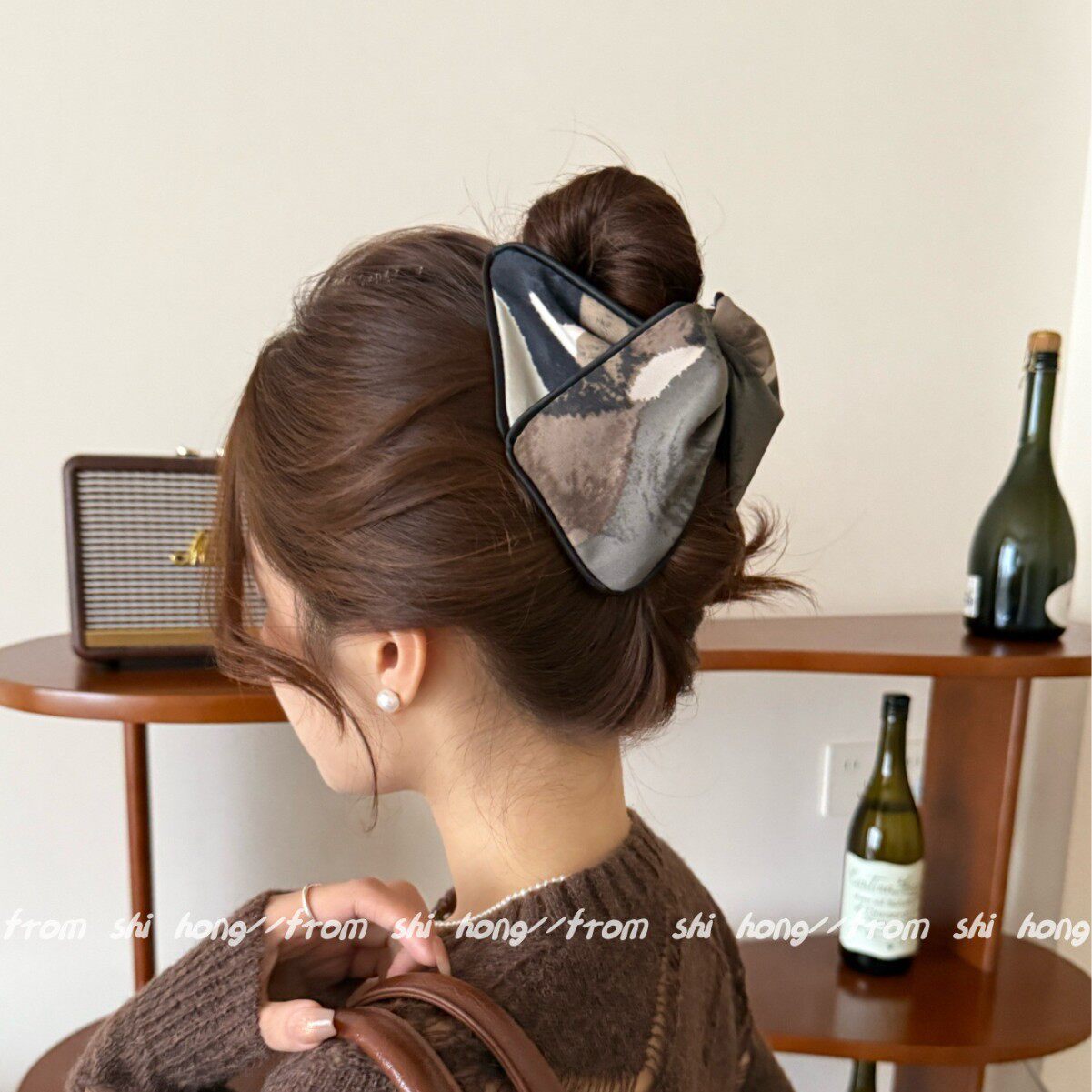 文艺扎染~原创气质水墨包边三角抓夹发夹女后脑勺鲨鱼夹2026新款