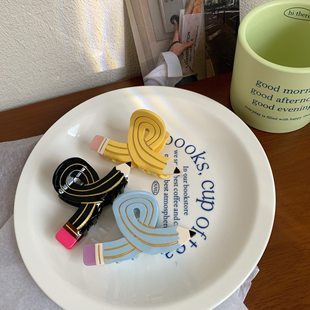 个性创意简约新款醋酸交叉拼接铅笔发抓鲨鱼夹后脑勺盘发甜美发饰