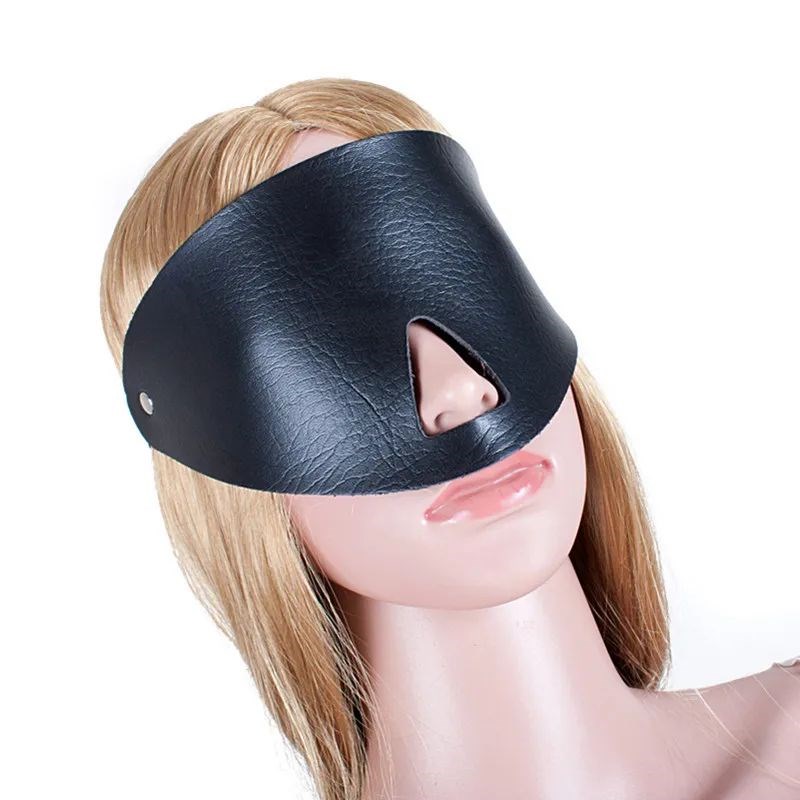 Blacak PU Leather Mystery Expose Nose Eye Mask with Binding