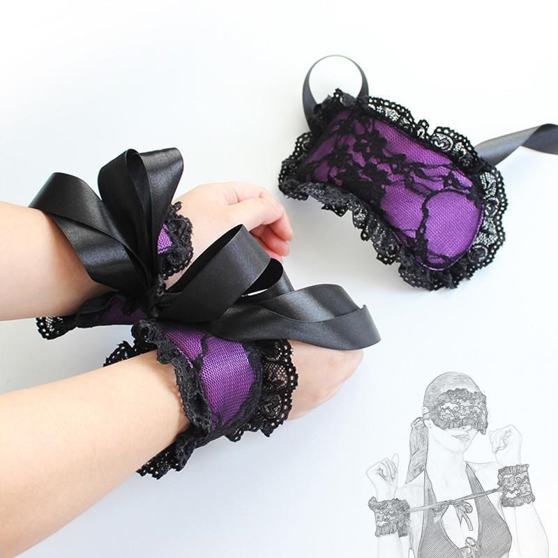 2Pcs/set fLace  Erotic Handcuffs Ankle Cuff Restraints Blind