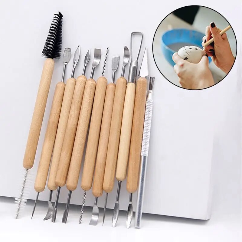 11pcs Pottery Clay Sculpting Modeling Tool Set, Double-Sided