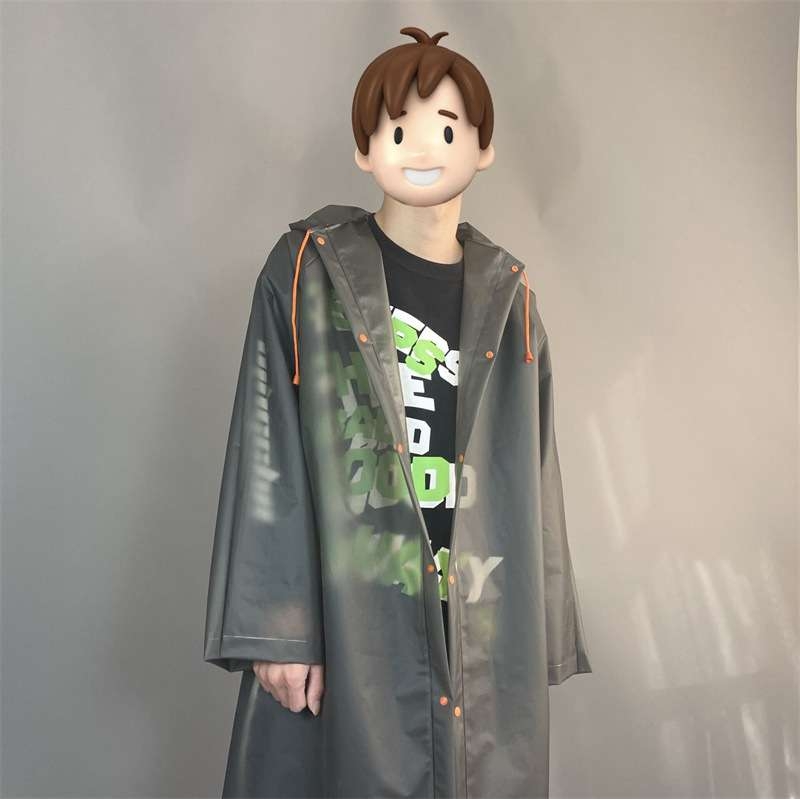 潮流灰色 eva雨衣 长款全身单人男女款透明加长连体成人雨披