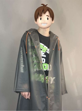 潮流灰色 eva雨衣 长款全身单人男女款透明加长连体成人雨披
