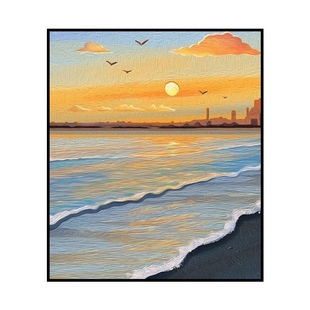 数字油画diy风景花束日落丙烯装饰画手工涂色彩绘清新高级感填色