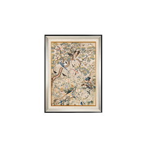 花鸟法式中古餐厅装饰画美式客厅挂画复古艺术壁画轻奢玄关背景墙