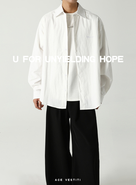 ACE VESTITI 韩系极简廓形衬衫男秋季宽松纯色长袖衬衣