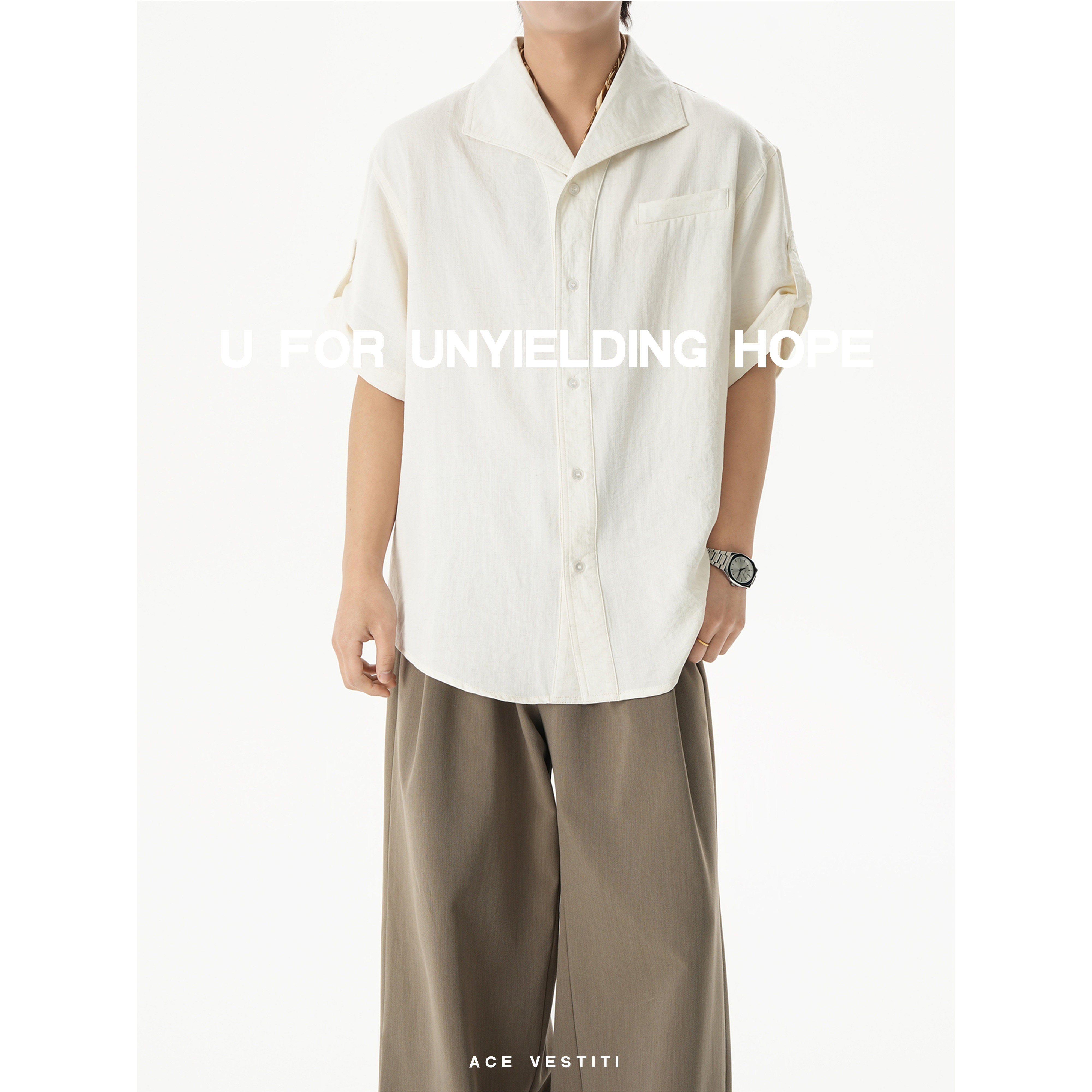 ACE VESTITI 老钱风男装衬衫套装男生休闲衬衣轻熟雅痞风穿搭