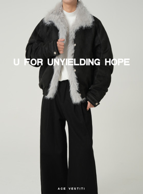 ACE VESTITI 设计感毛绒领夹克男 复古风宽松个性