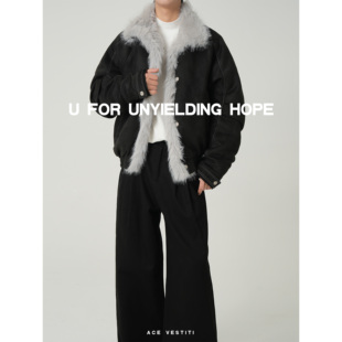 复古风宽松个性 设计感毛绒领夹克男 VESTITI ACE