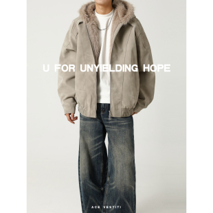 ACE cleanfit座山雕毛领外套男女宽松情侣连帽棉服 VESTITI