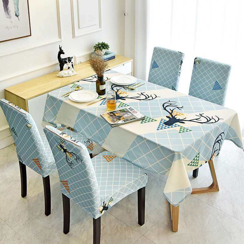 餐桌椅子套罩餐椅套北欧防水防油免洗桌布茶几布艺椅垫套装家用