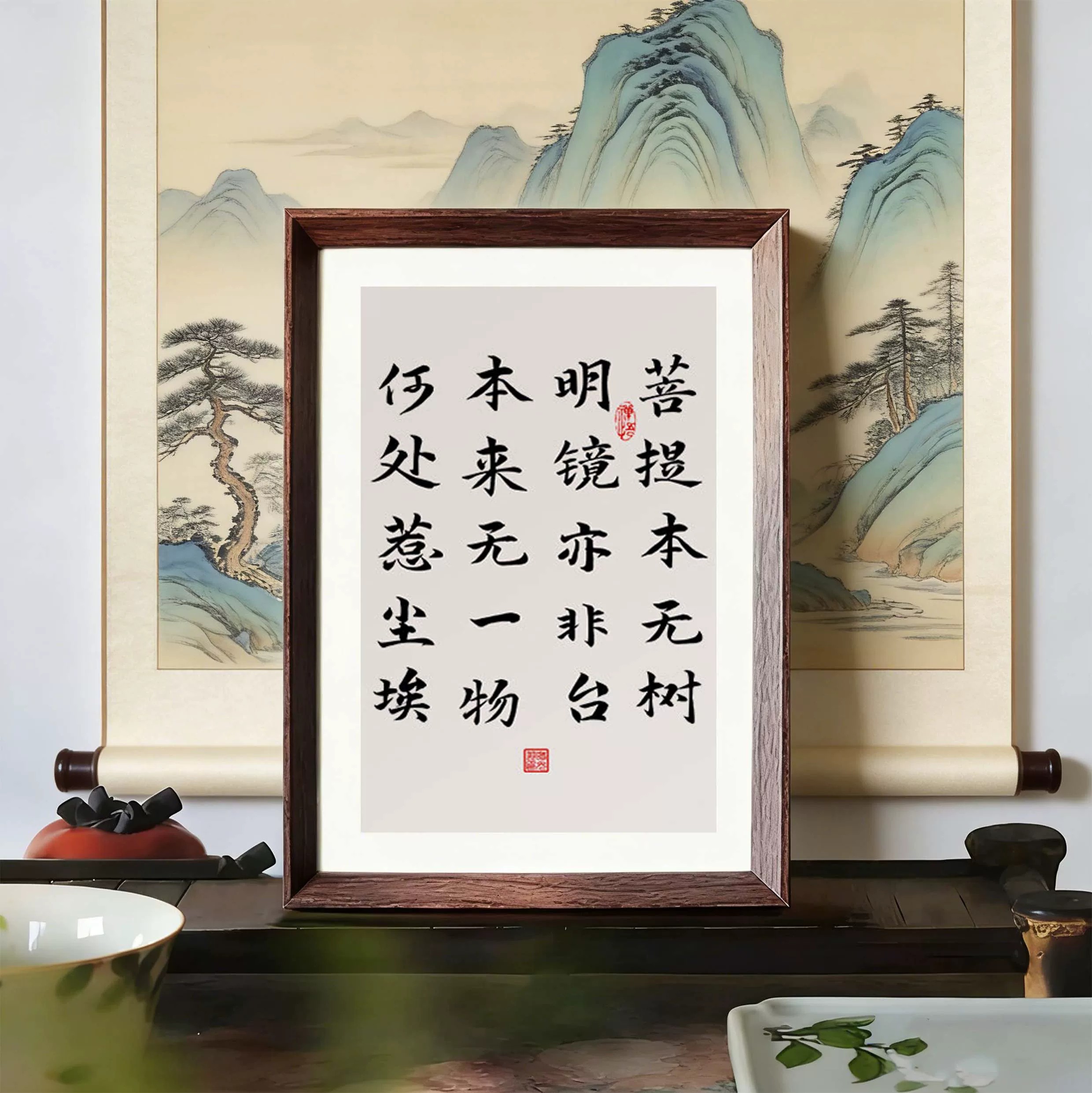惠能菩提本无树明镜亦非台相框