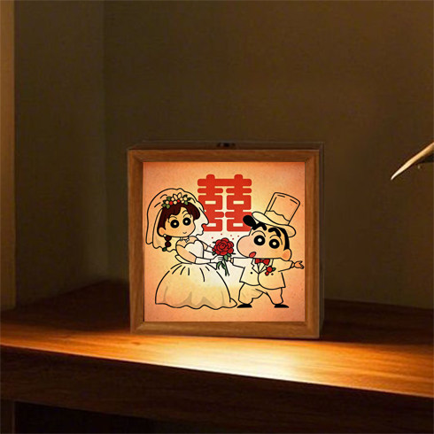 蜡笔小新结婚小夜灯氛围灯卧室小相框摆台桌面长明灯装饰创意礼物