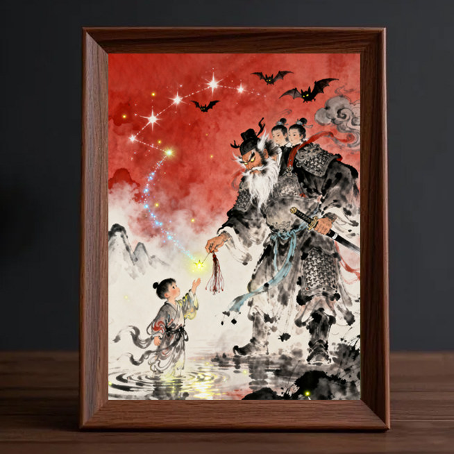 钟馗护子图挂画摆件天师钟馗