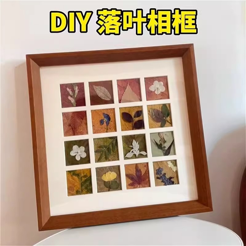 落叶树叶标本相框手工diy秋天叶子收集48宫格画框装饰画桌面摆件图片