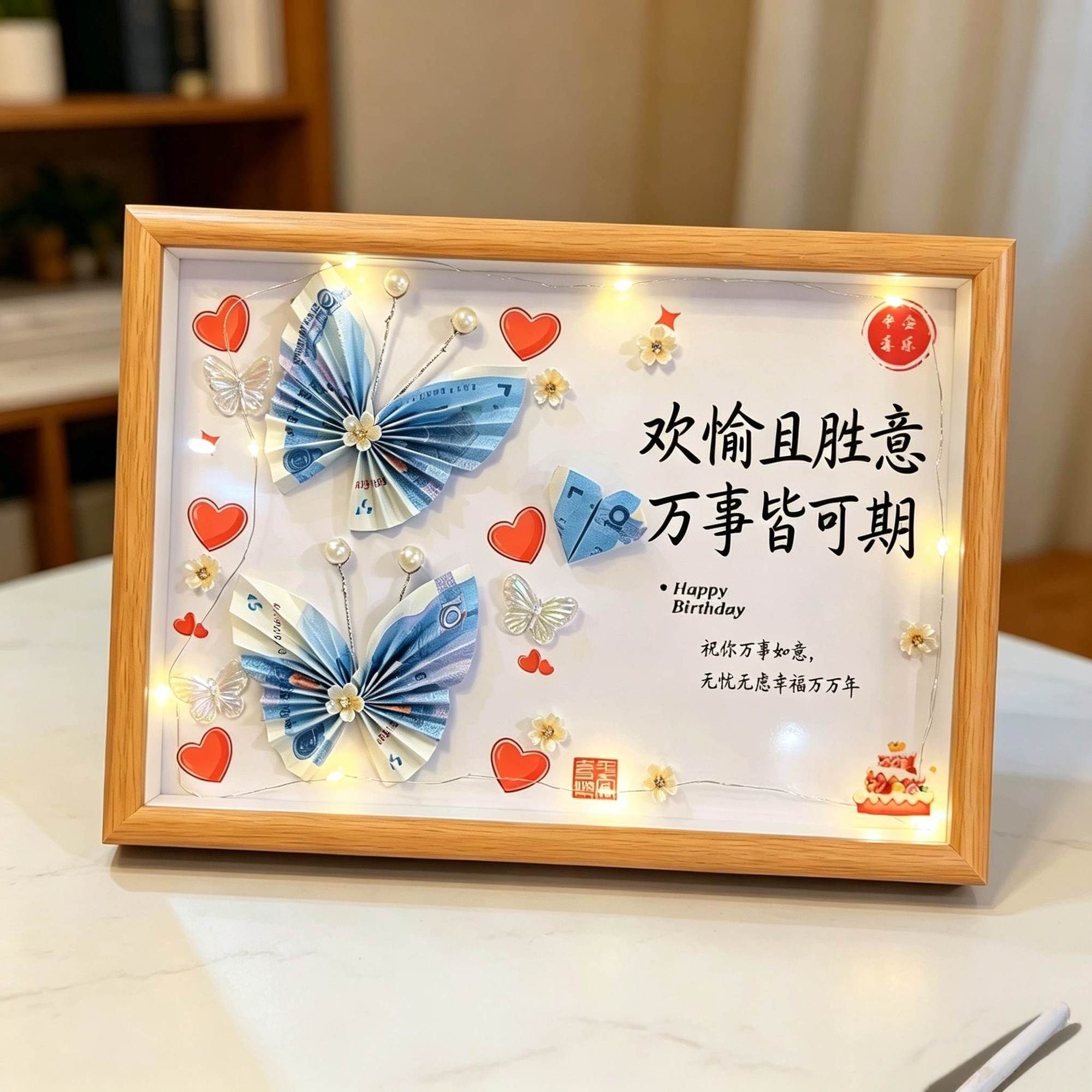 手折有钱花相框礼物生日情人节