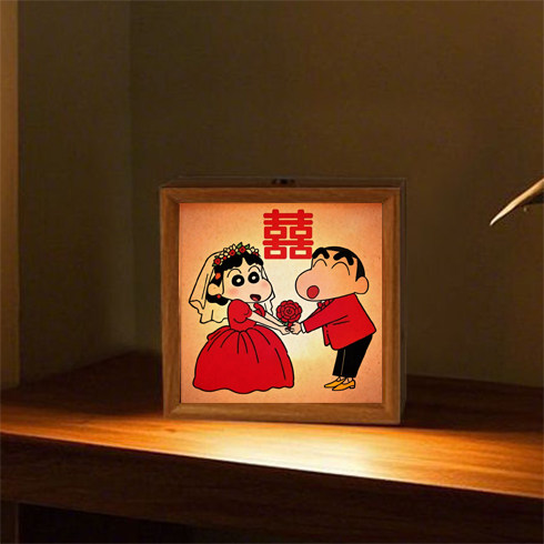 蜡笔小新结婚小夜灯氛围灯卧室小相框摆台桌面长明灯装饰创意礼物