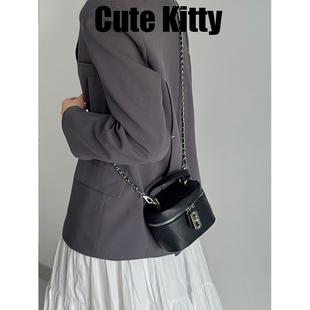Cute 链条小方包高级质感斜挎包手提水桶包 Kitty小包包女时尚