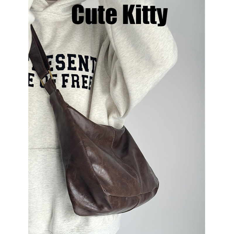 Cute Kitty包包女复古托特包学院风百搭大容量单肩包通勤斜挎包