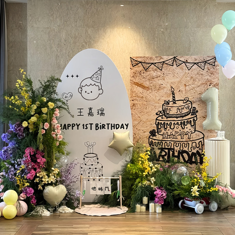 韩系ins风周岁生日布置场景装饰背景墙男女孩宝宝派对KT板高级感,节庆用品/礼品,装扮布置套餐,淘宝优惠券,粉丝福利购,淘宝优惠卷