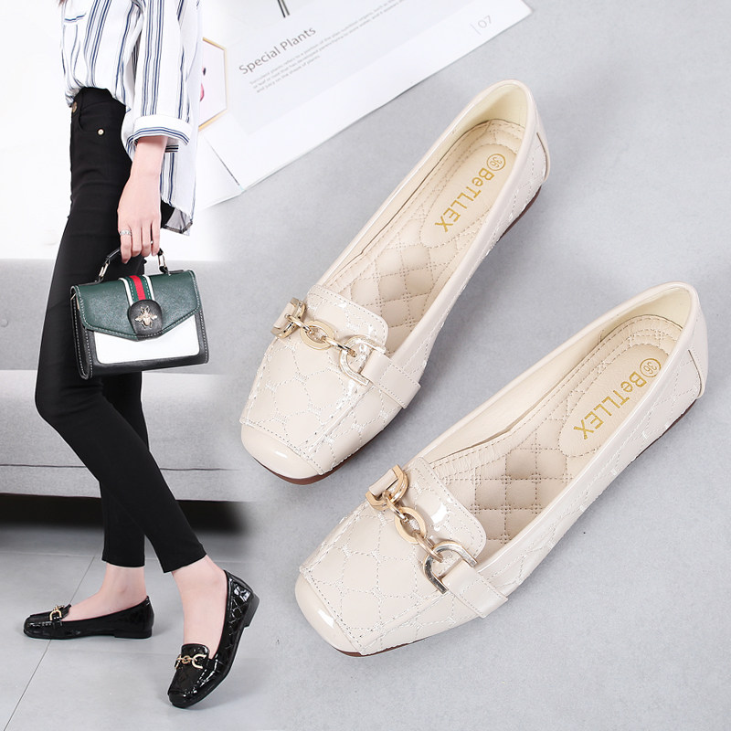 单鞋女鞋子2021年新款春季x休闲工作黑色浅口瓢鞋平底百搭豆豆鞋,女鞋,乐福鞋（豆豆鞋）,淘宝优惠券,粉丝福利购,淘宝优惠卷