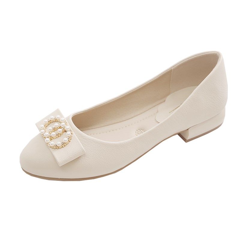 粗跟单鞋女2024新款春秋百搭浅口女鞋I软底软皮豆豆鞋中年妈妈鞋,女鞋,浅口单鞋,淘宝优惠券,粉丝福利购,淘宝优惠卷