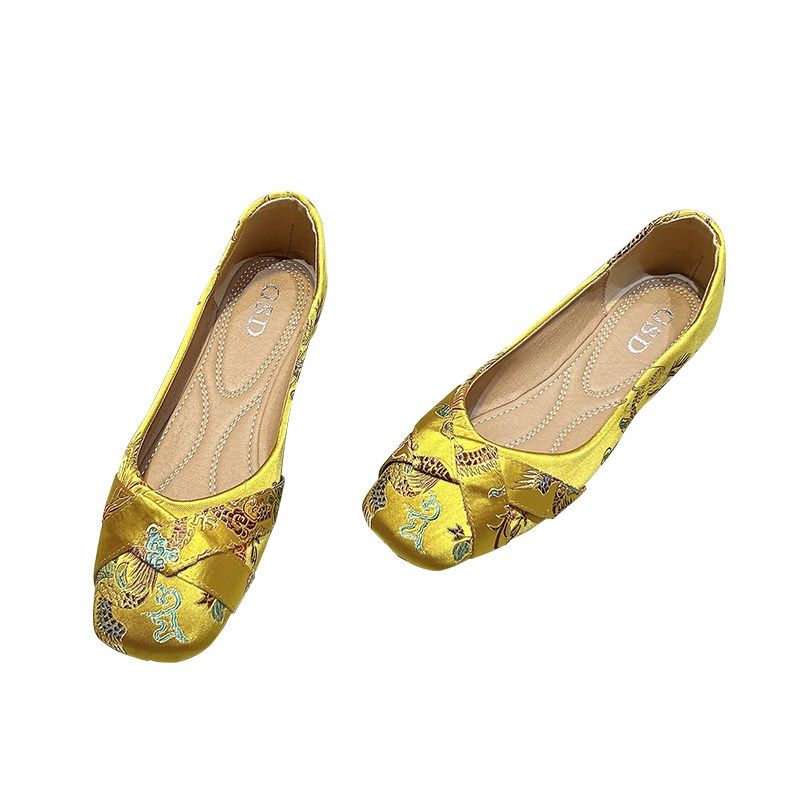 新中式国风c软底平底单鞋女2025春秋新款刺绣缎面方头百搭豆豆瓢,女鞋,浅口单鞋,淘宝优惠券,粉丝福利购,淘宝优惠卷