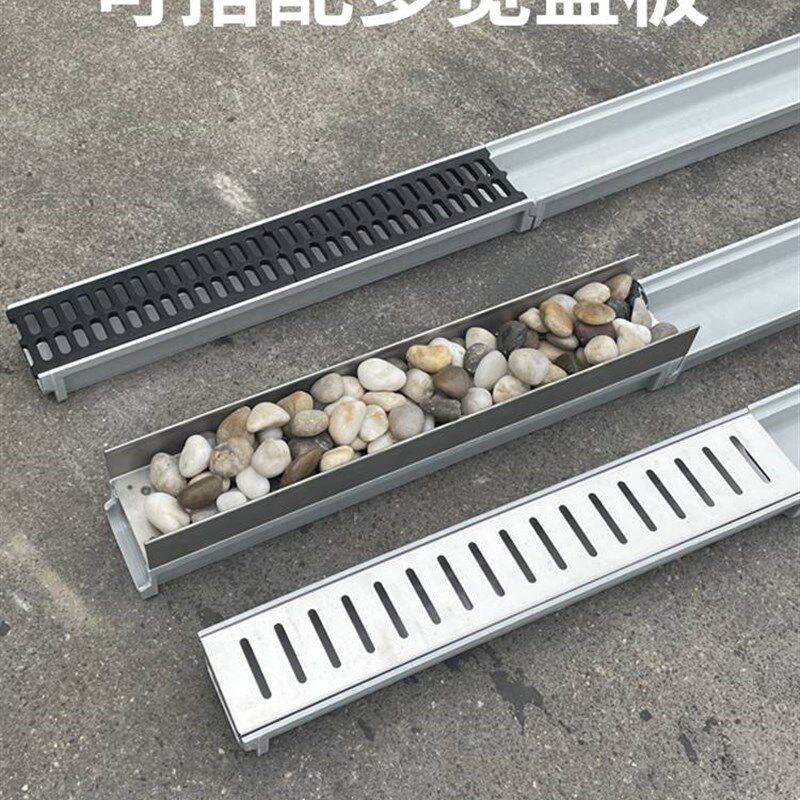 成品排水沟u型槽厨房水沟槽庭院花园地沟下M水道P不锈钢盖板u形小