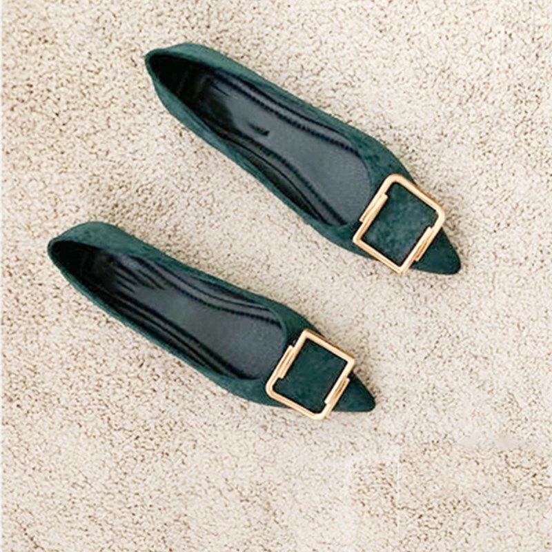 平底黑色工作鞋春秋季时尚百搭尖头浅D口金属方扣大码41-43单鞋女,女鞋,浅口单鞋,淘宝优惠券,粉丝福利购,淘宝优惠卷