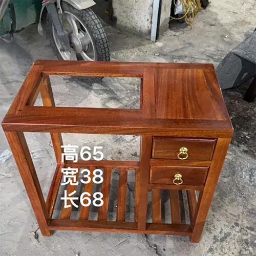 实木茶水柜花梨木茶水架茶台桌边柜茶桌水柜一体X中式边柜一体