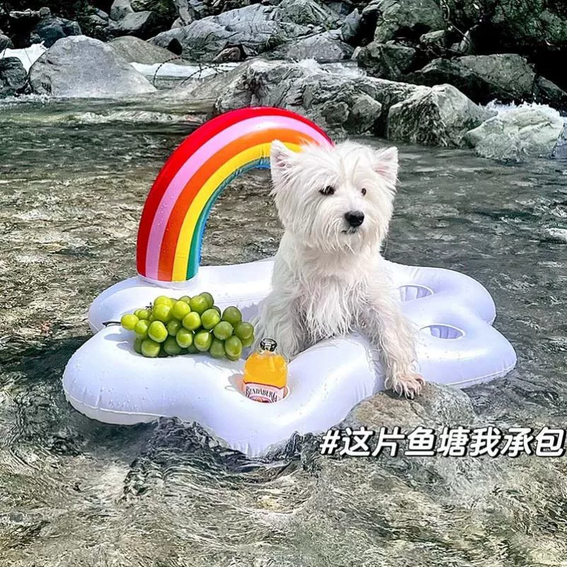 【玩水好物】狗狗游泳圈加厚浴盆PVC充气床户外野餐春游便携浮床