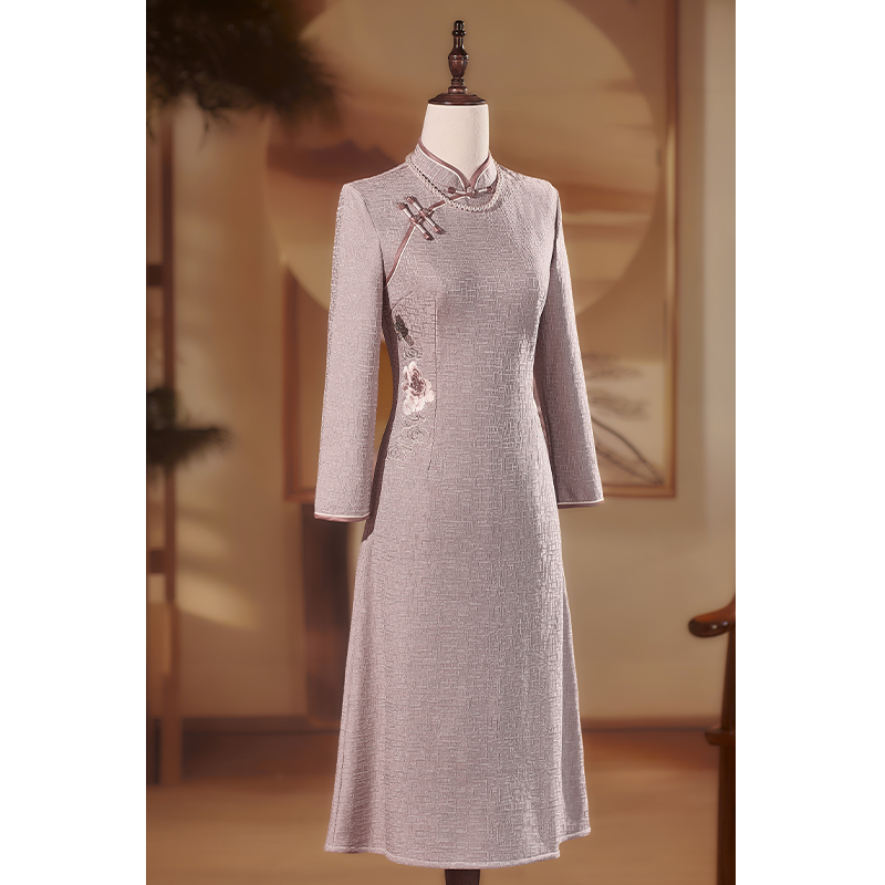 秋冬紫色旗袍2025新款喜婆婆婚宴