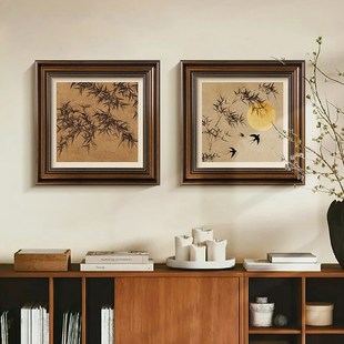 现代新中式客厅玄关挂画s竹子中古餐厅装饰画宋代美学古典卧室壁