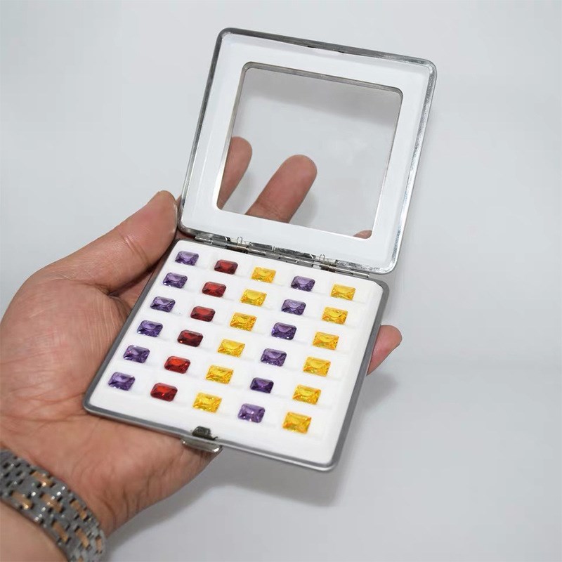 30格软硅胶内垫宝石展示盒珠宝便捷收纳盒裸砖盒天窗盒子玻璃按扣