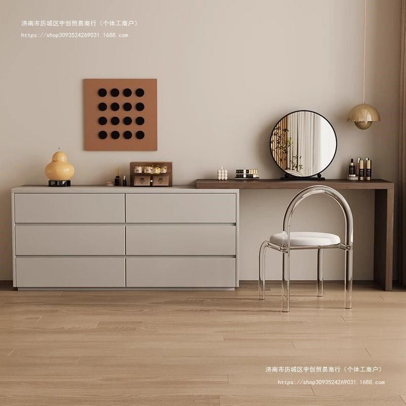 意式极简梳妆台储物柜一体卧室轻奢小型化妆桌床尾收纳柜斗柜