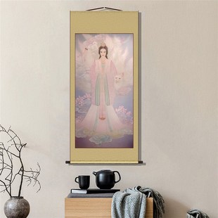 八尾圣狐紫色九尾狐画像卷轴挂画胡家东北出马客厅堂口供奉装饰画