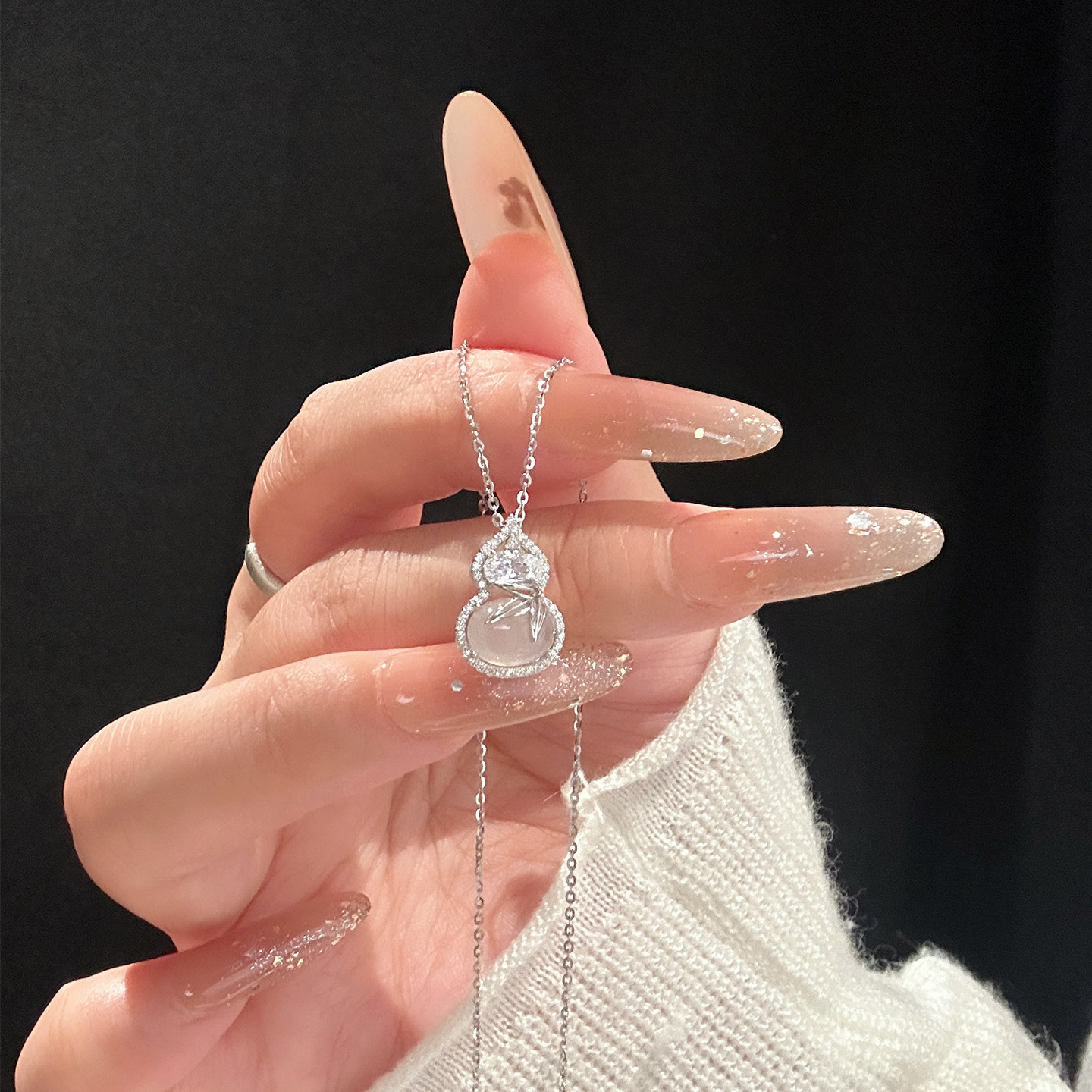 S925银新中式玉髓葫芦吊坠项链